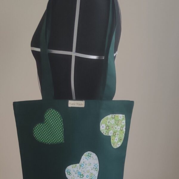 Zöld szíves vászon szatyor