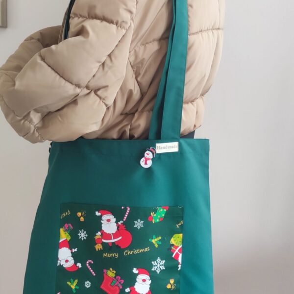 Mikulás mintás zsebes szatyor