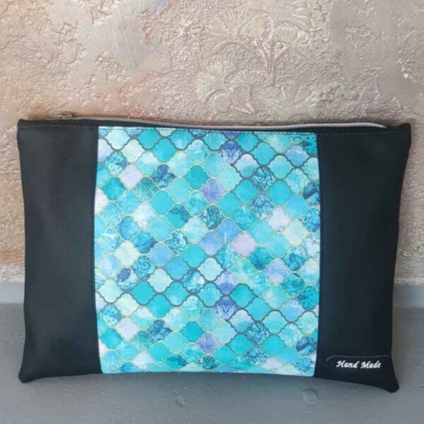 fekete-türkiz műbőr neszeszer