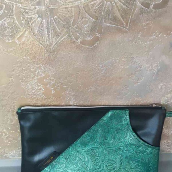 Smaragdzöld-fekete kézitáska